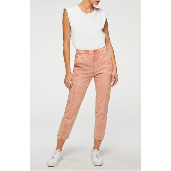 7 For All Mankind Denim - NEW 7 For All Mankind High Waist Cropped Straight Leg Jeans Mineral Rose
